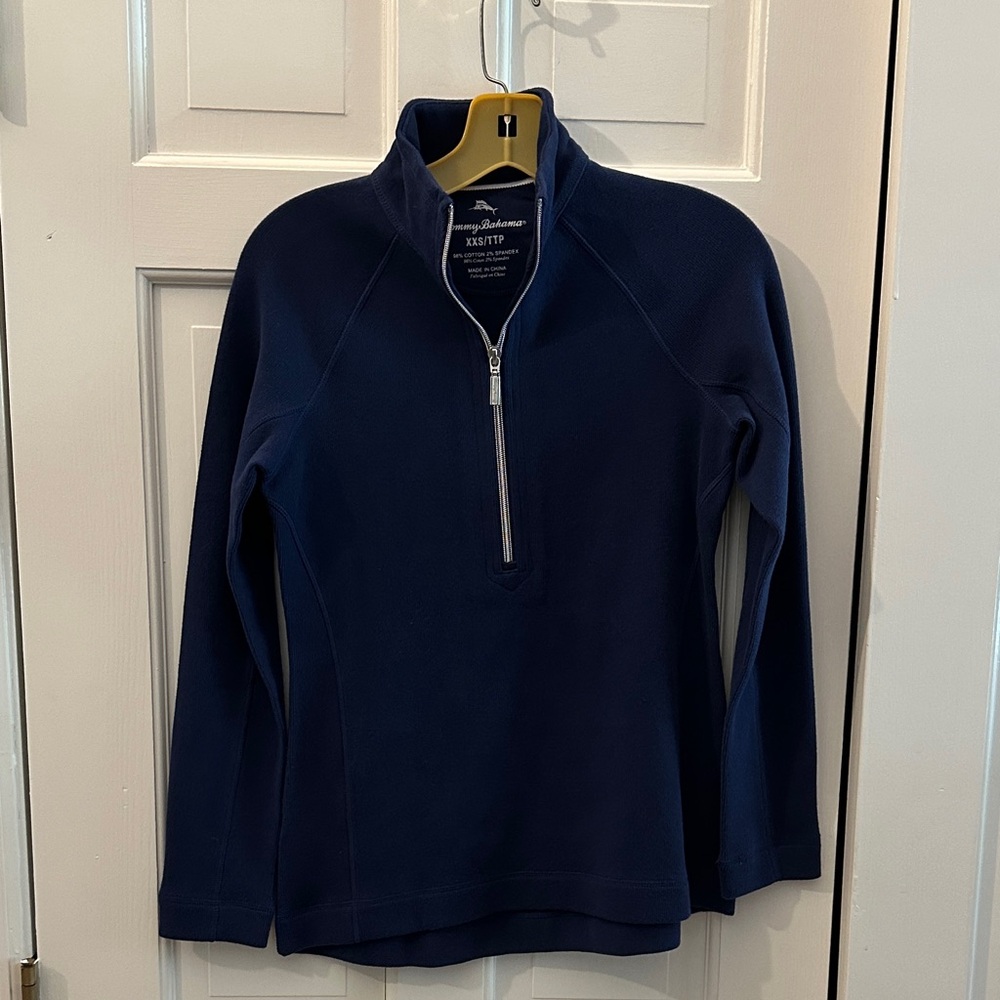 Tommy Bahama Better Sweater Dark Blue Quarter-Zip Pullover size xxs
